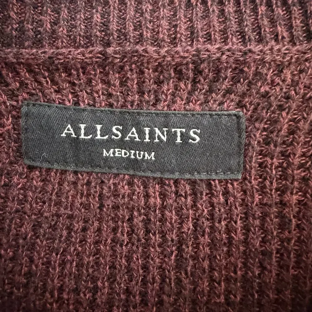 AllSaints Men’s Rias Crew Textured Cotton Waffle Knit Crewneck Sweater Size M